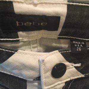 Bebe black and white striped jeans. Size 26.